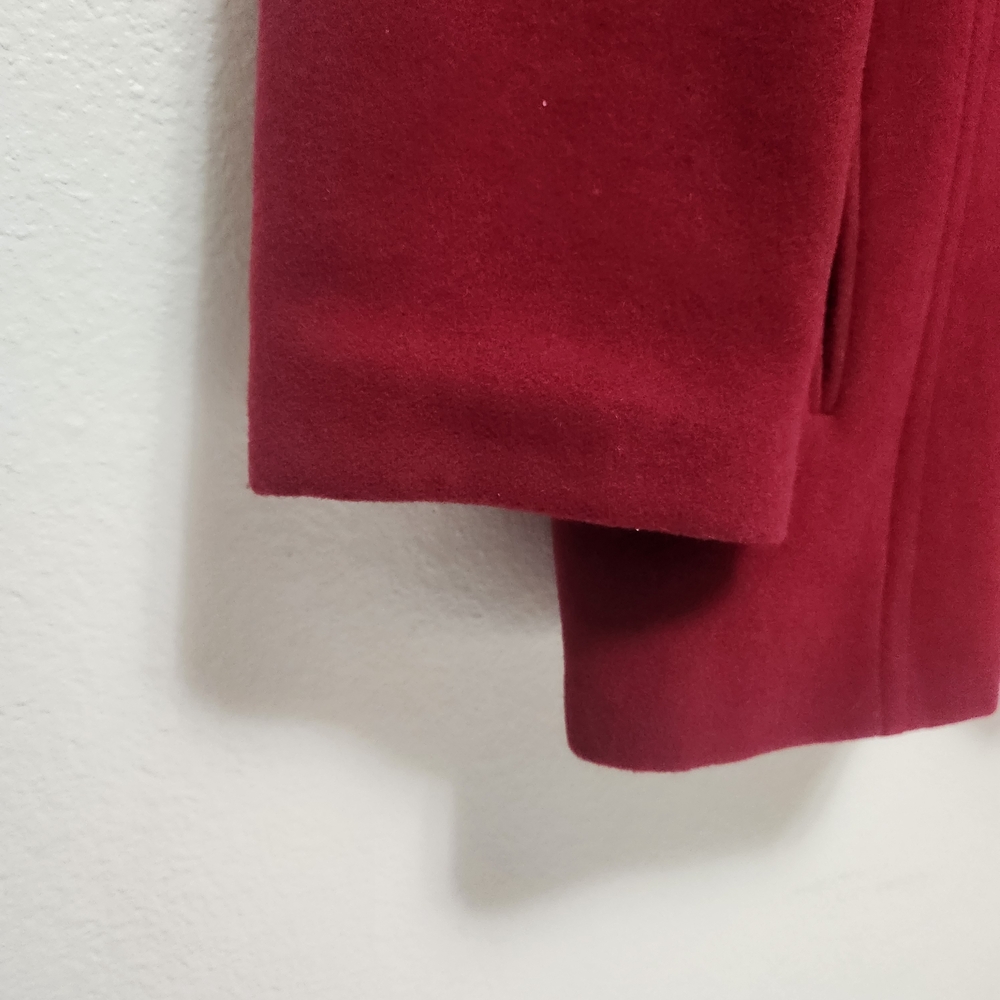 Calvin Klein Wool Blend Double Breasted Red Peacoat Coat Women's Size 14 Classic - Picture 9 of 12